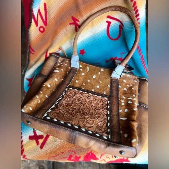 Axis Print Cowhide Shoulder Bag - Picture 2 of 5